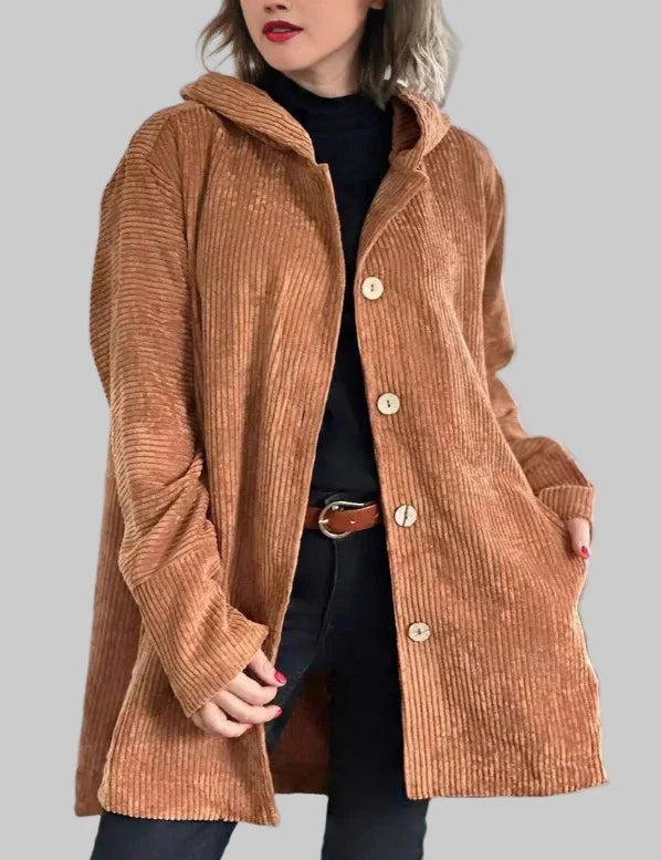 Cordia - Κοτλέ Μπουφάν με Κουκούλα