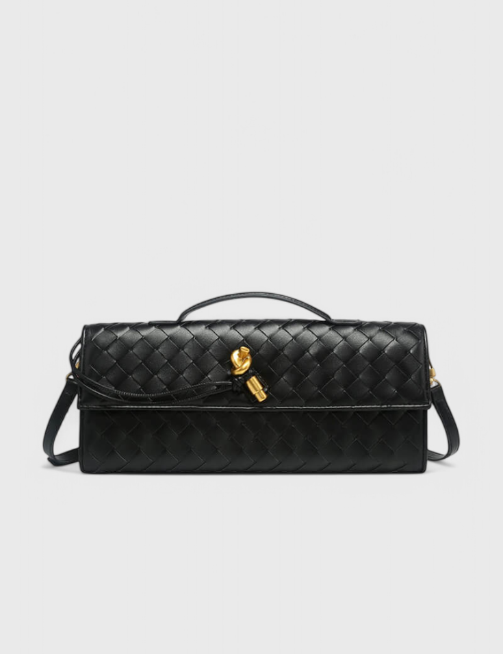 Τσάντα Clutch Melanie με Λεπτομέρεια Χρυσού Κόμπου