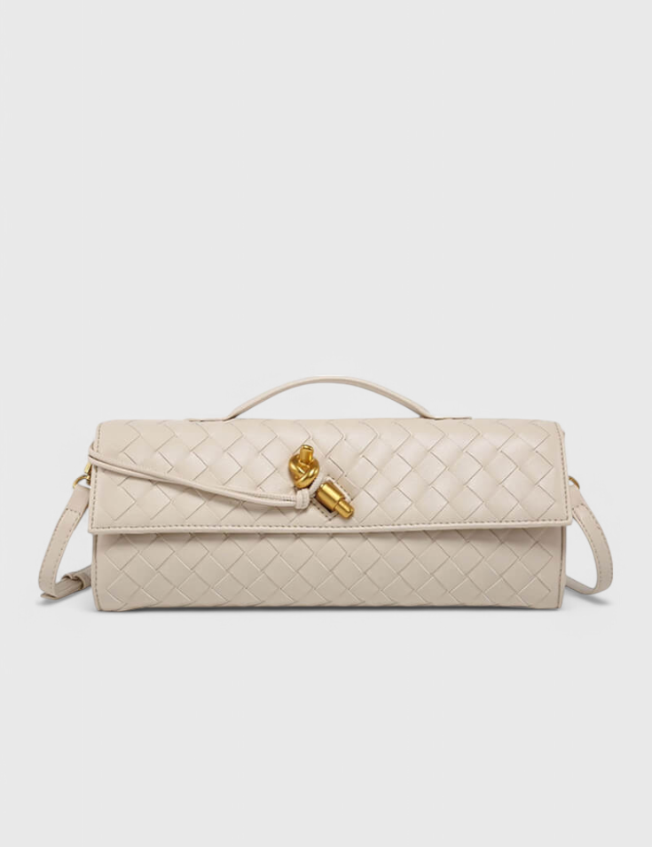 Τσάντα Clutch Melanie με Λεπτομέρεια Χρυσού Κόμπου