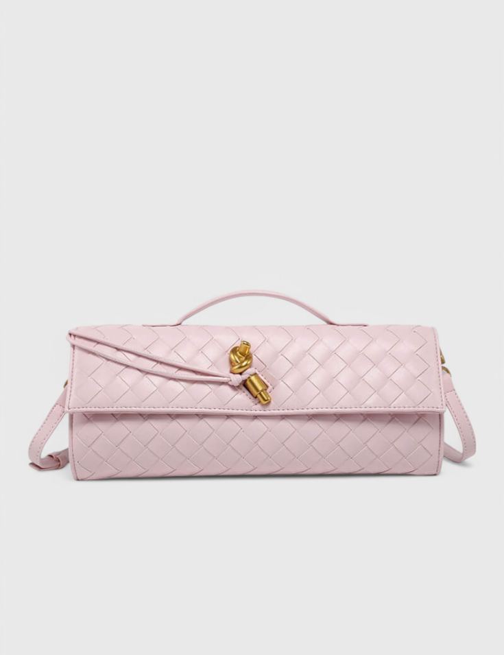 Τσάντα Clutch Melanie με Λεπτομέρεια Χρυσού Κόμπου