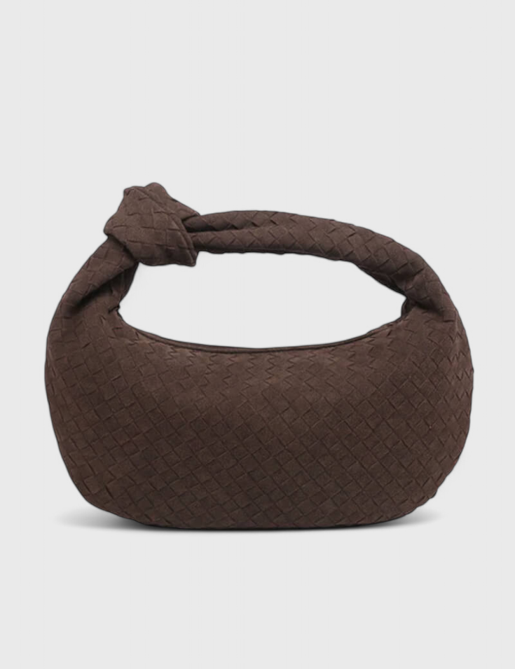 Μωβ Μεσαία Τσάντα Υφασμένη με Λεπτομέρεια Κόμπου