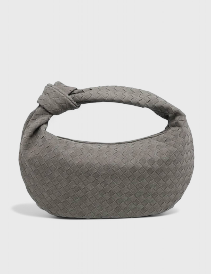 Μωβ Μεσαία Τσάντα Υφασμένη με Λεπτομέρεια Κόμπου