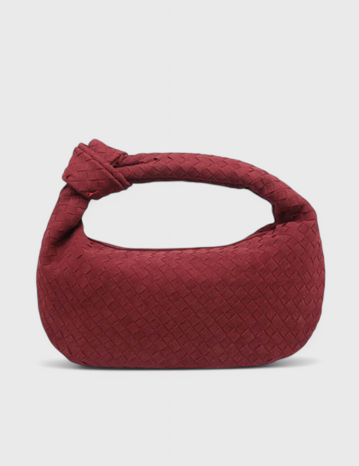 Μωβ Μεσαία Τσάντα Υφασμένη με Λεπτομέρεια Κόμπου