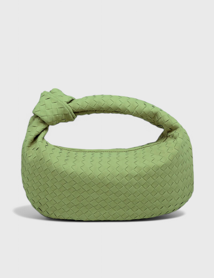 Μωβ Μεσαία Τσάντα Υφασμένη με Λεπτομέρεια Κόμπου